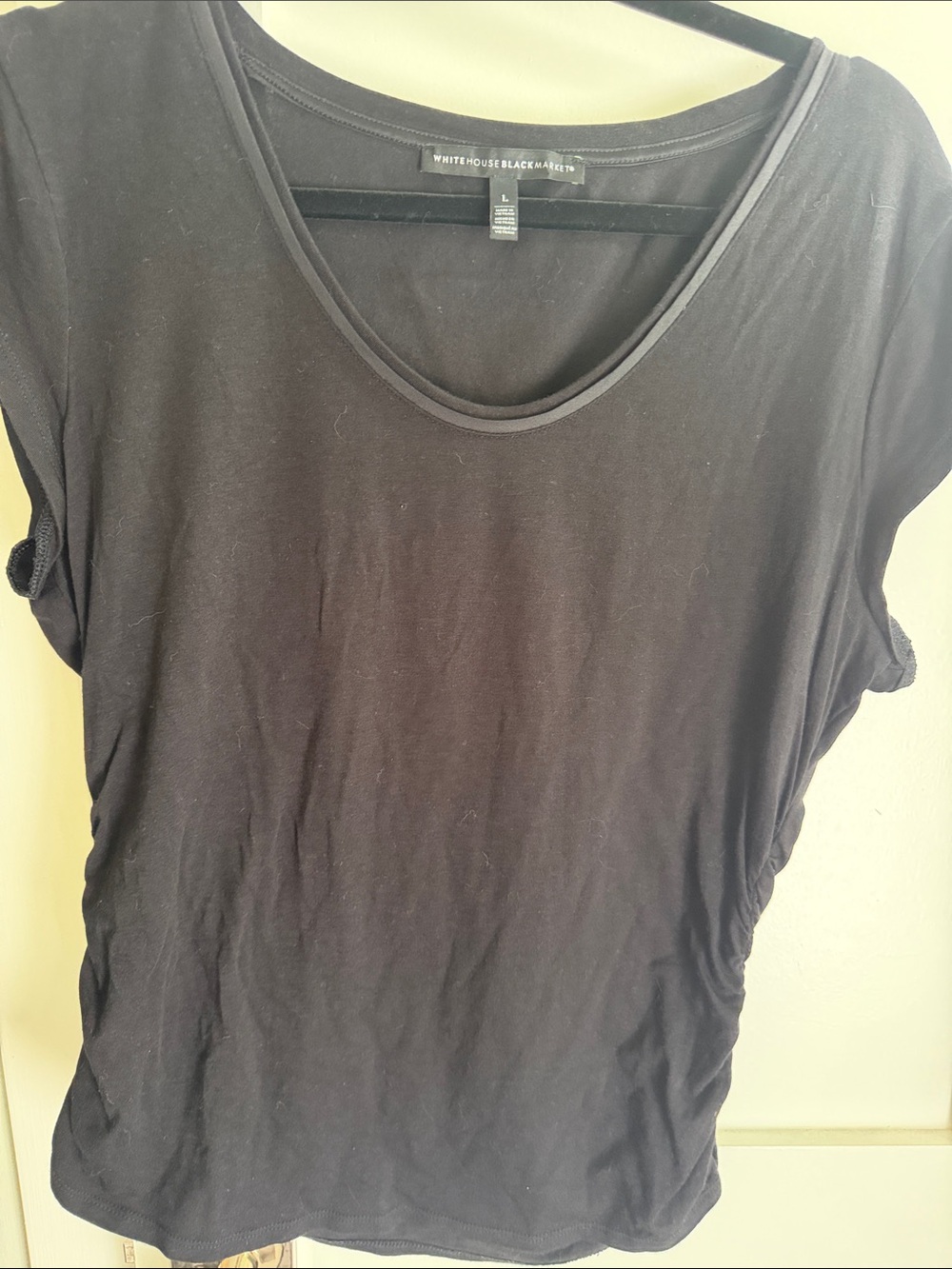 White House Black Market Black Scoop Neck Short Sleeve Top